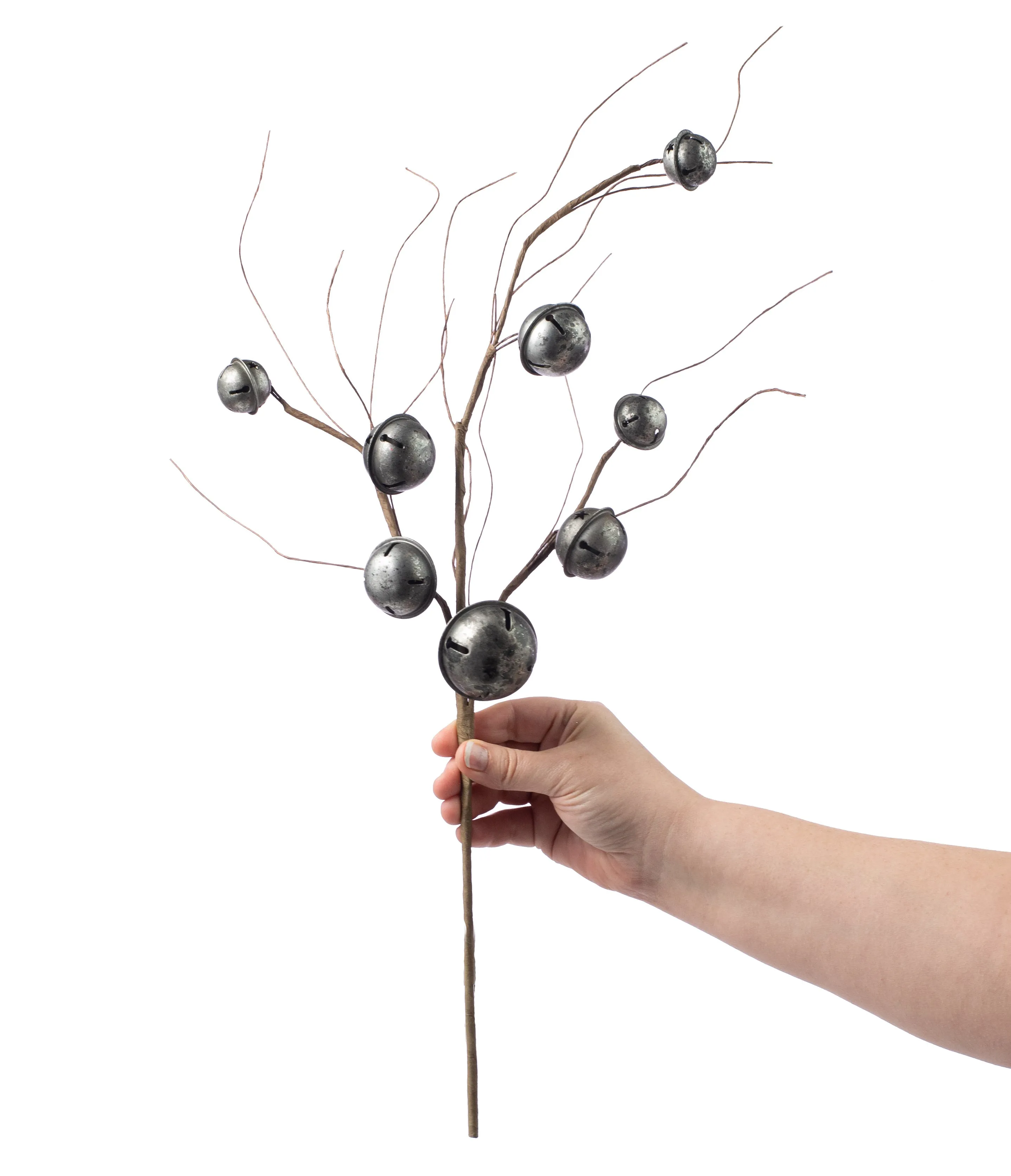 24" Jingle Bell Spray: Vintage Galvanized