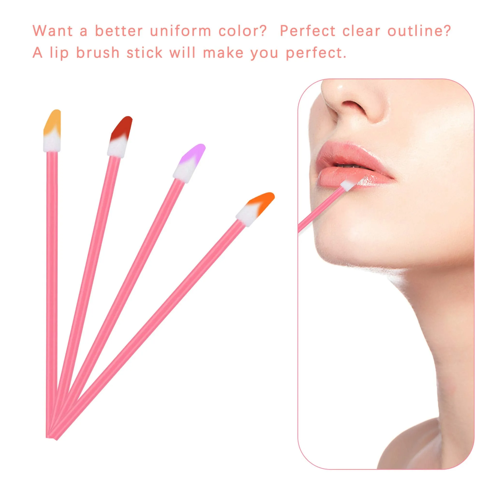 400PCS Disposable Lip Brushes Lip Gloss Applicators Make Up Brush Lipstick Lip Gloss Wands Makeup Applicators Brushes Applicator Tool Makeup Beauty Tool Kits Disposable Lip Brushes Tool Kits Pink