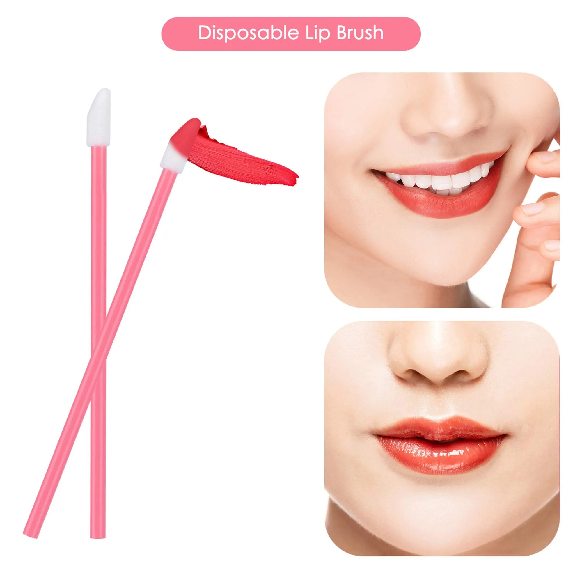 400PCS Disposable Lip Brushes Lip Gloss Applicators Make Up Brush Lipstick Lip Gloss Wands Makeup Applicators Brushes Applicator Tool Makeup Beauty Tool Kits Disposable Lip Brushes Tool Kits Pink