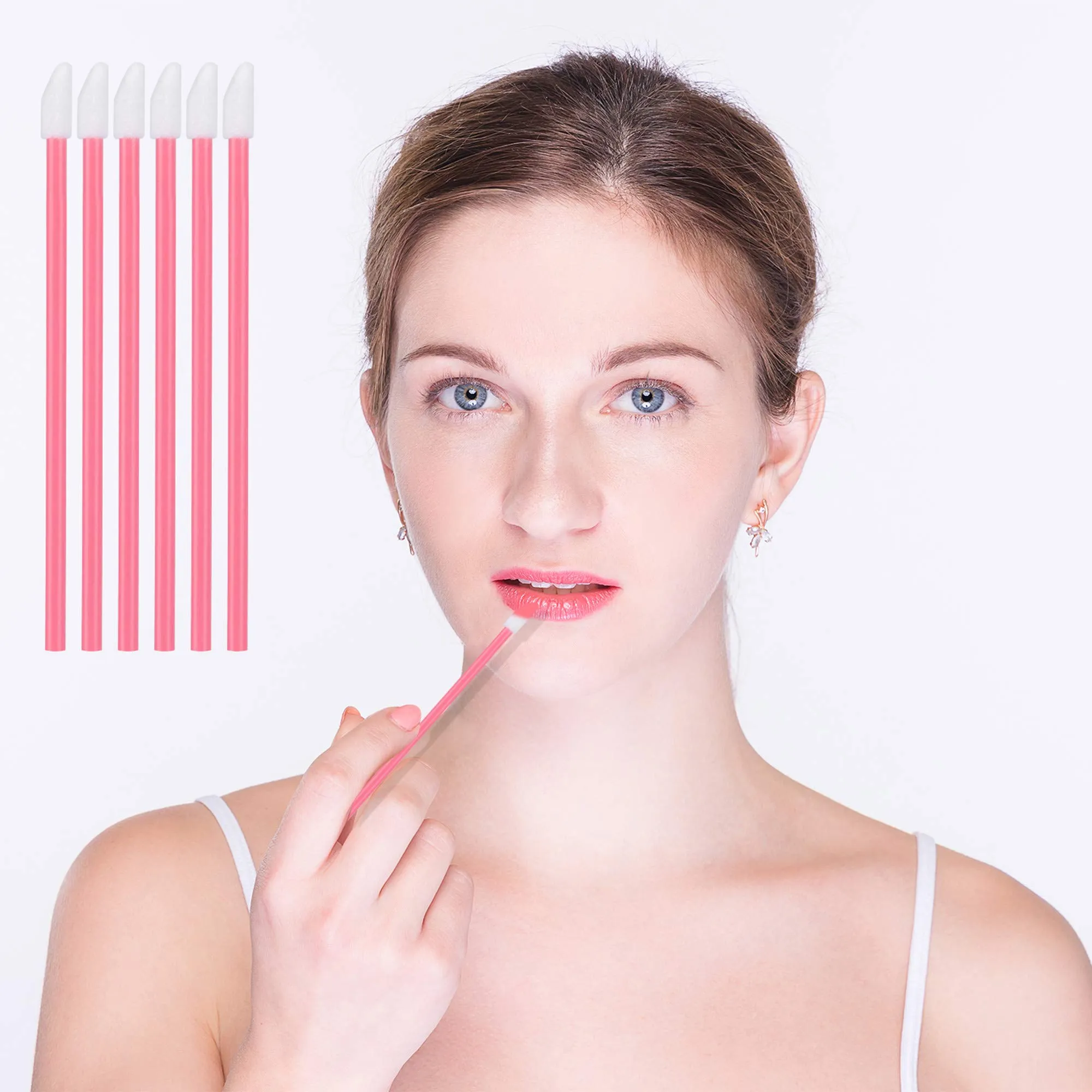 400PCS Disposable Lip Brushes Lip Gloss Applicators Make Up Brush Lipstick Lip Gloss Wands Makeup Applicators Brushes Applicator Tool Makeup Beauty Tool Kits Disposable Lip Brushes Tool Kits Pink