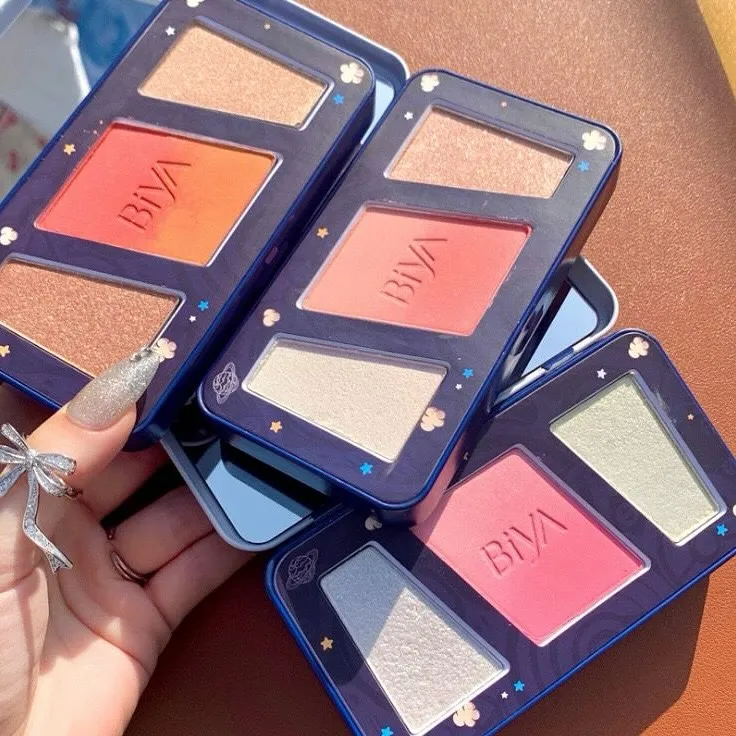 6 Color Korean Blush & Highlighter Palette Pink Brighten Natural Blusher Kit