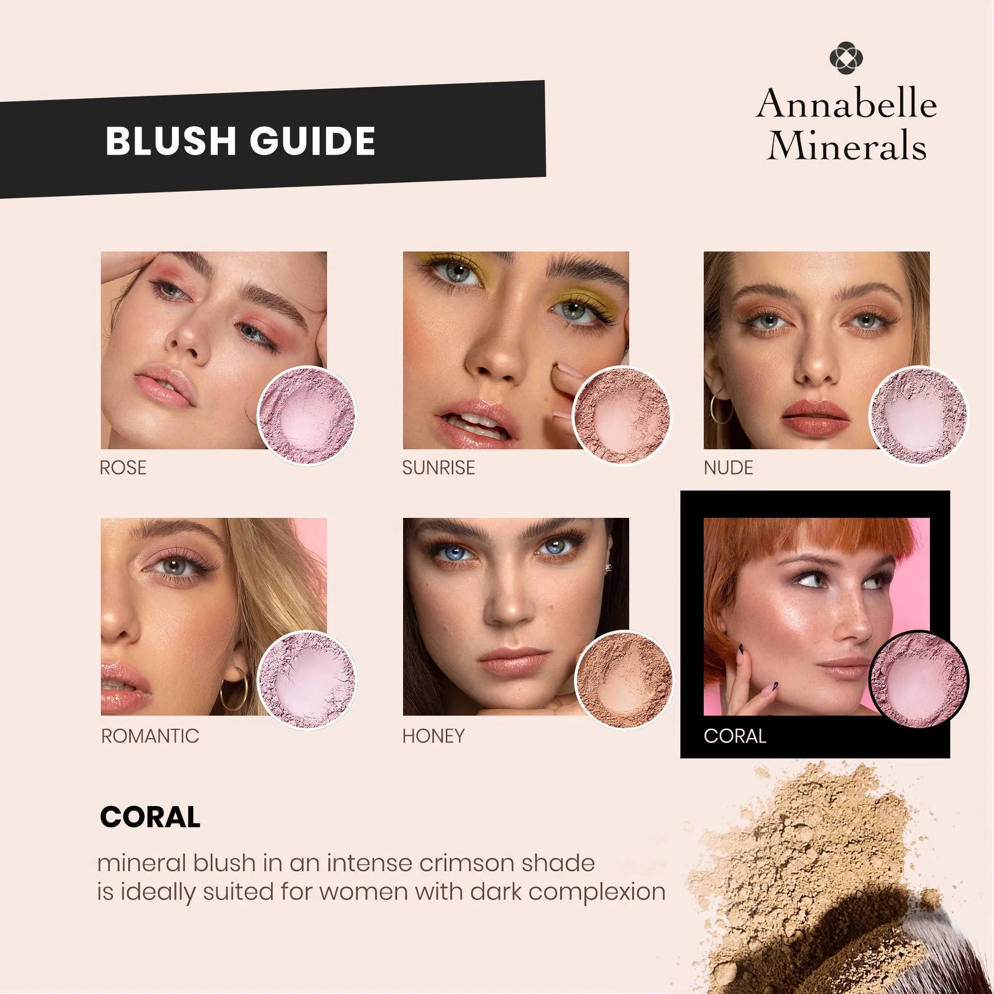 Annabelle Minerals - All-Natural Mineral Blush Powder - Matte Makeup Finish - Highly Pigmented - Save & Long Lasting Make-up - Natural Fresh Look - For All Skin Types - Vegan - Satin Coral 4g Coral Satin