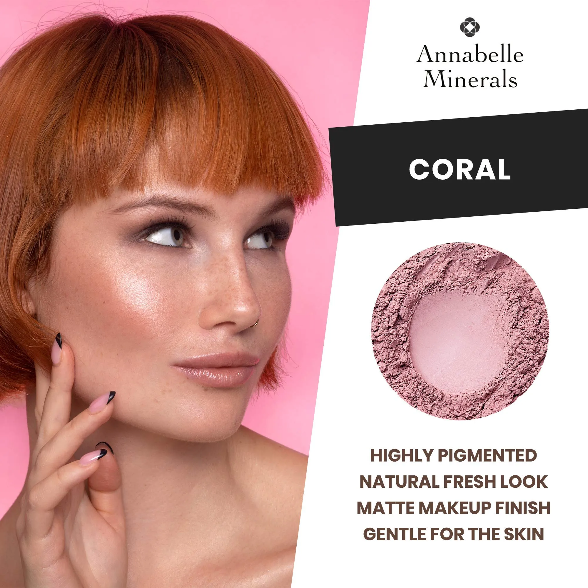 Annabelle Minerals - All-Natural Mineral Blush Powder - Matte Makeup Finish - Highly Pigmented - Save & Long Lasting Make-up - Natural Fresh Look - For All Skin Types - Vegan - Satin Coral 4g Coral Satin
