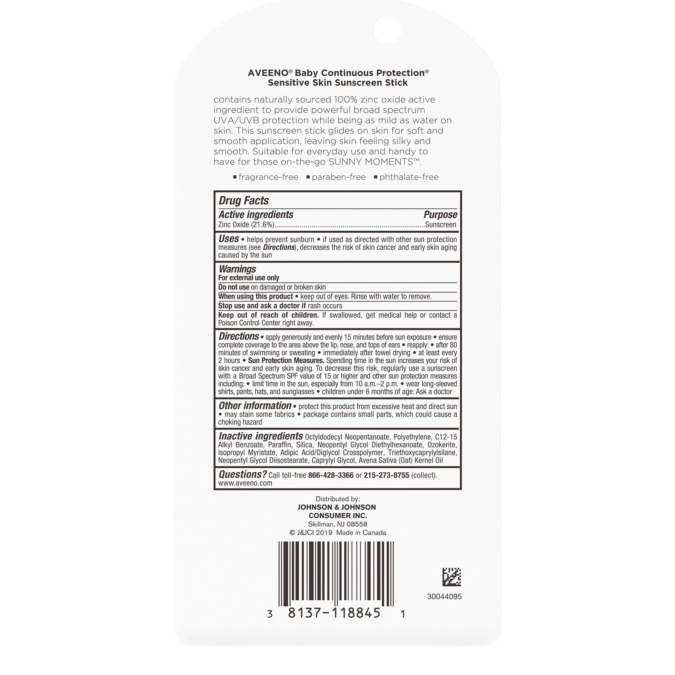Aveeno Baby Continuous Protection Mineral Sunscreen Stick for Sensitive Skin with Broad Spectrum SPF 50 Protection for Face & Body, Naturally Sourced 100% Zinc Oxide, Travel Size, 0.47 oz 0.47 Ounce (Pack of 1)