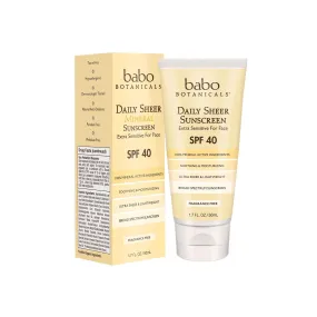 Babo Botanicals Daily Sheer Mineral Face Sunscreen Lotion SPF 40, Non-Greasy, Fragrance-Free, Vegan, For Babies, Kids or Sensitive Skin - 1.7 oz. 1.7 Fl Oz (Pack of 1)
