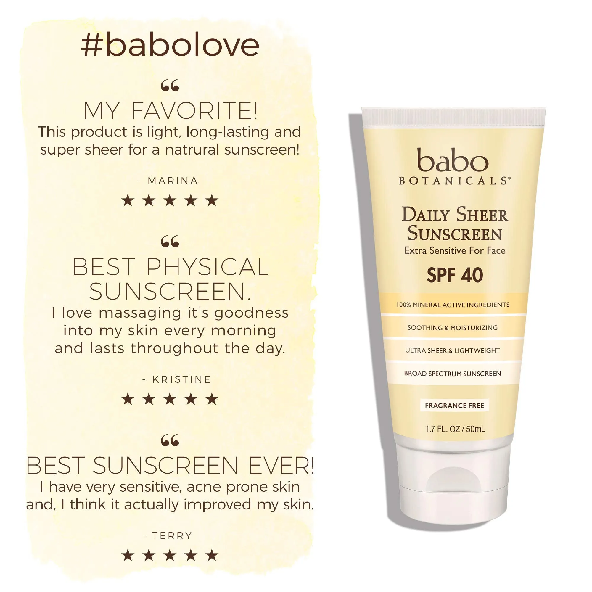 Babo Botanicals Daily Sheer Mineral Face Sunscreen Lotion SPF 40, Non-Greasy, Fragrance-Free, Vegan, For Babies, Kids or Sensitive Skin - 1.7 oz. 1.7 Fl Oz (Pack of 1)