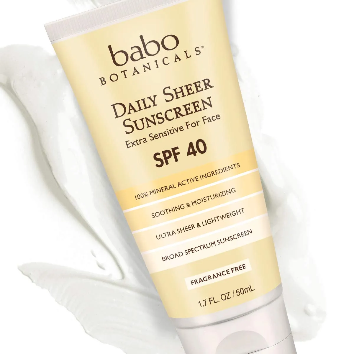 Babo Botanicals Daily Sheer Mineral Face Sunscreen Lotion SPF 40, Non-Greasy, Fragrance-Free, Vegan, For Babies, Kids or Sensitive Skin - 1.7 oz. 1.7 Fl Oz (Pack of 1)