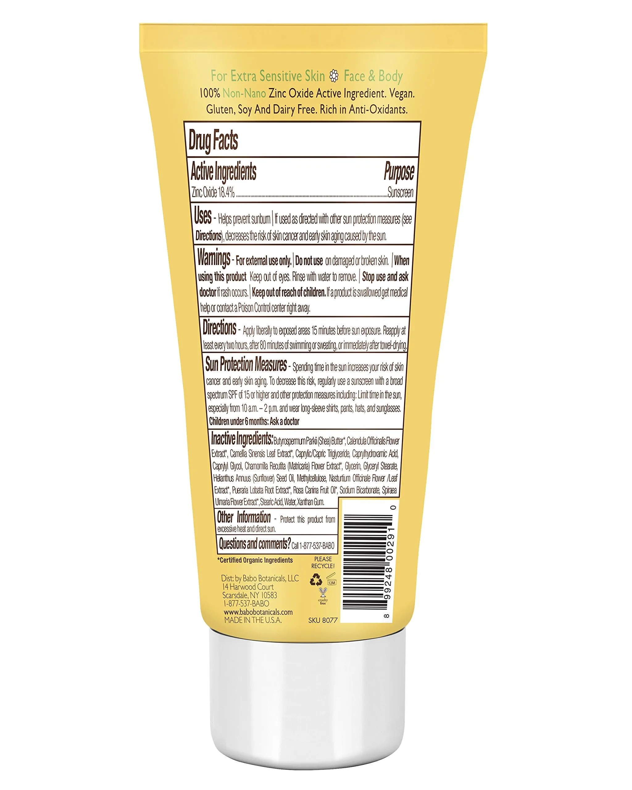 Babo Botanicals SPF 30 Clear Zinc Lotion, Fragrance Free, 3 Ounce