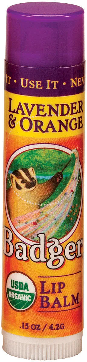 Badger Badger Lavender Orange Lip Balm - Soothing Organic Lip Care, 0.15oz