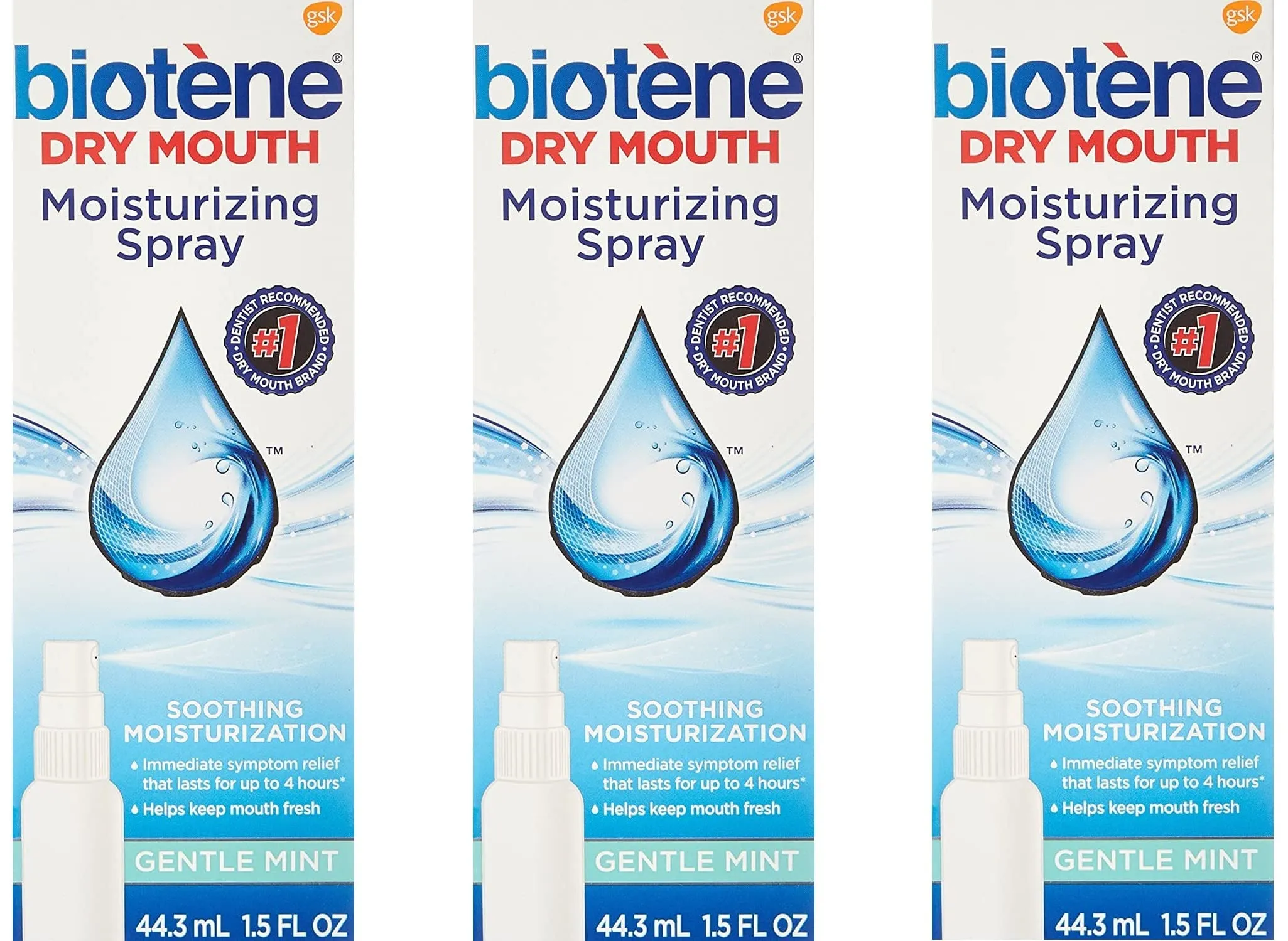 Biotene Gentle Mint Moisturizing Mouth Spray, Sugar-Free, for Dry Mouth and Fresh Breath, 1.5 Fl Oz (Pack of 3) 1.5 Fl Oz (Pack of 3)