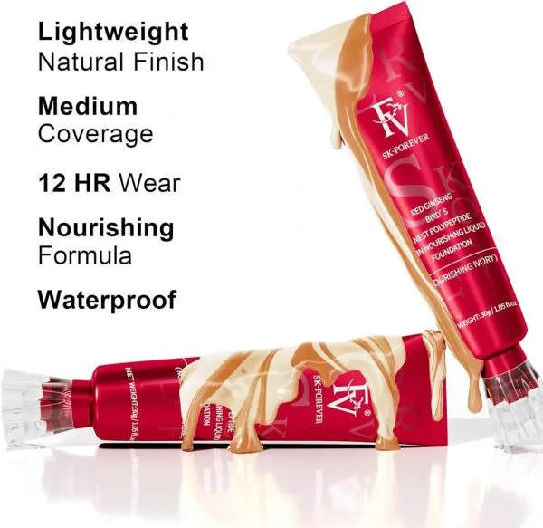 Fv Foundation Waterproof With Medium Coverage, Oil-free & Long Lasting, Matte Orever Foundation For Oily/normal Skin, Forever Liquid Makeup Foundation For Face, Natural Beige 30g