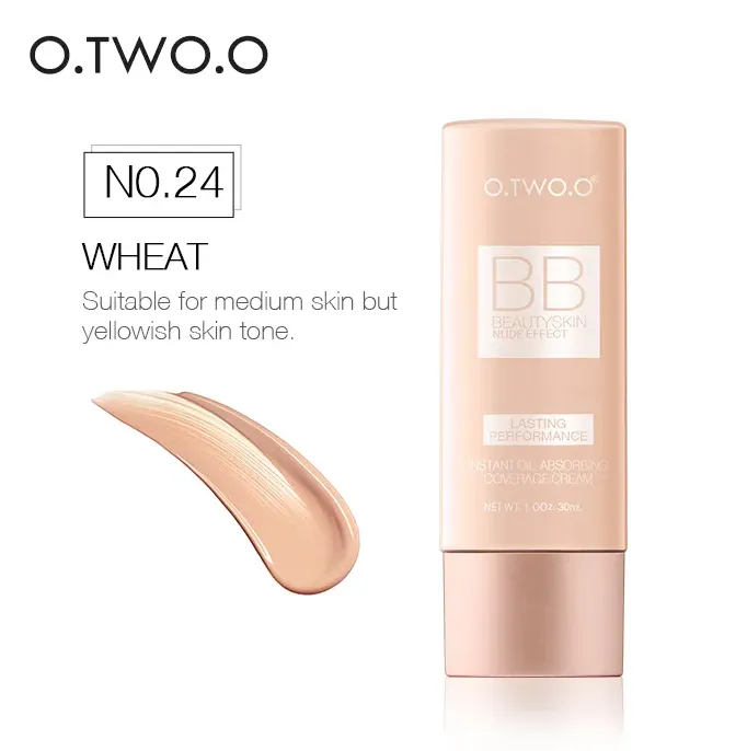 Lasting Performance BB Beauty Skin – Nude Effect Lightweight BB Liquid Foundation Cream, Suitable for All Skin Types – Shade #24 (Wheat)