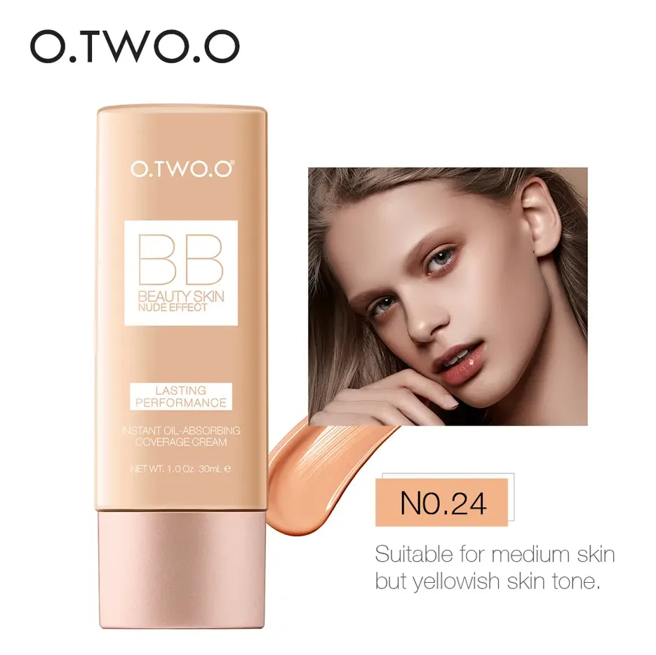 Lasting Performance BB Beauty Skin – Nude Effect Lightweight BB Liquid Foundation Cream, Suitable for All Skin Types – Shade #24 (Wheat)