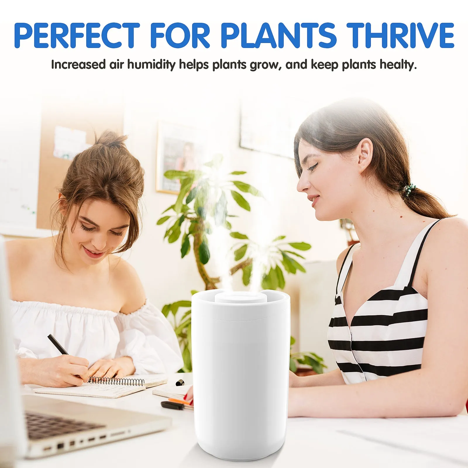 MASBRILL Humidifier for Room, 2L Cool Mist Quiet Humidifier for Baby, Humidifiers for Bedroom Large Room Whole House -White
