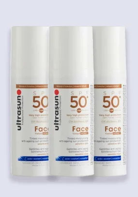 Ultrasun Face Tinted Honey Anti-Ageing SPF 50  50ml - 3 Pack Saver
