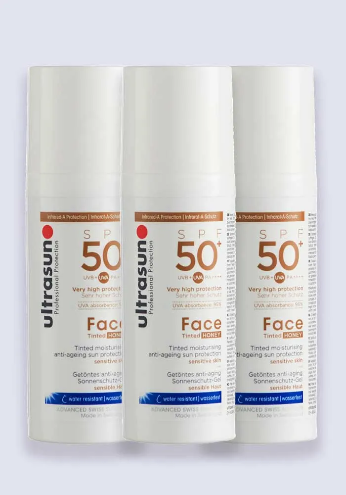 Ultrasun Face Tinted Honey Anti-Ageing SPF 50  50ml - 3 Pack Saver