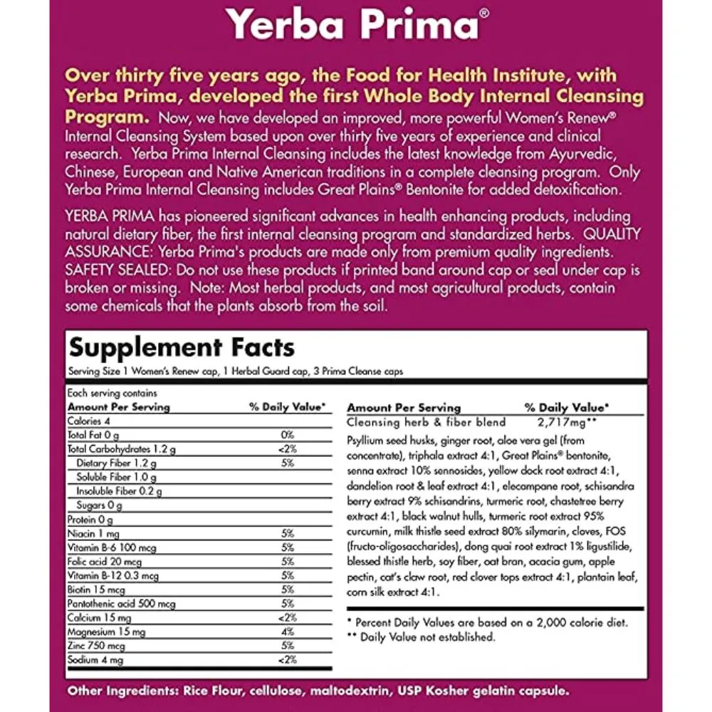 Yerba Prima Women's Renew Colon Cleanser 60 Caps